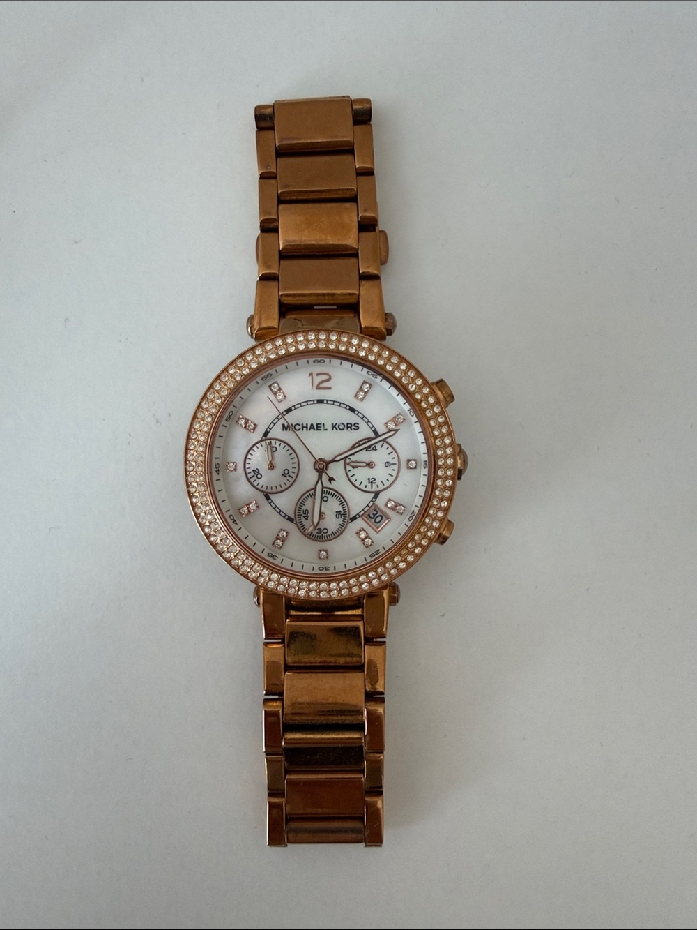 Michael Kors Rose Gold-Tone Crystal Dial Bracelet Watch